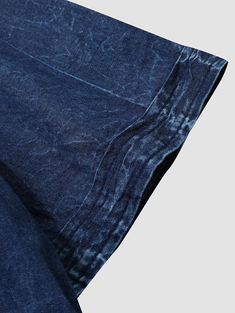 Chemises De Loisirs À Manches Courtes Avec Poche Plate En Denim Pour Hommes