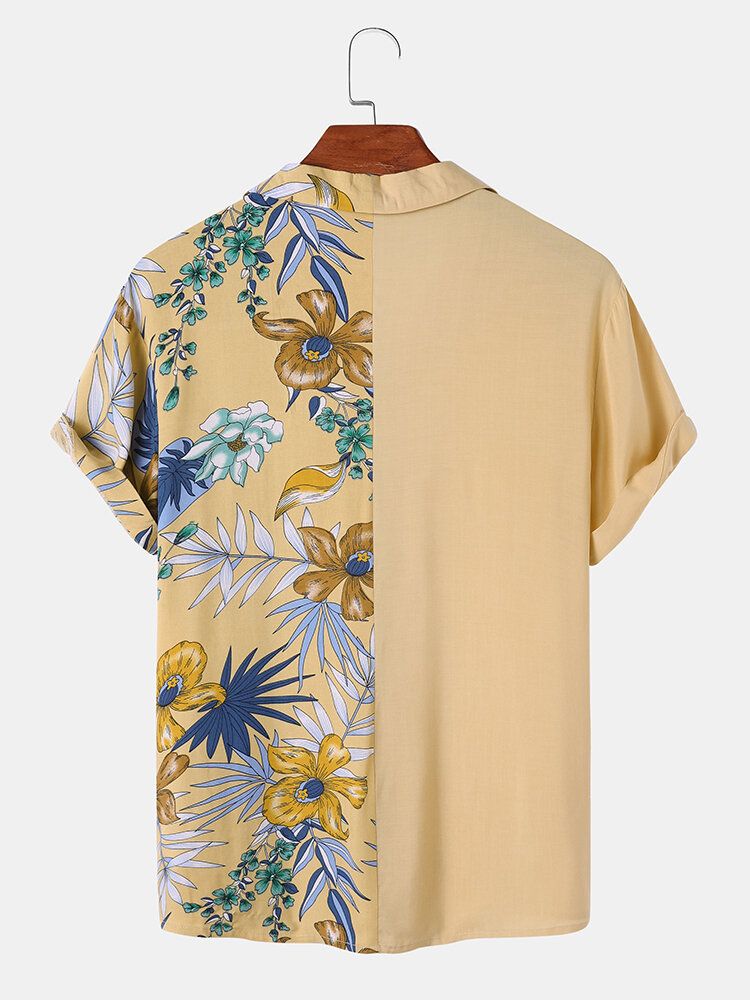 Chemises À Manches Courtes À Col Camp Et Imprimé Floral Tropical Pour Hommes