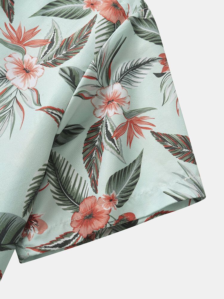 Chemises Régulières À Col À Revers Avec Imprimé Floral Pour Hommes