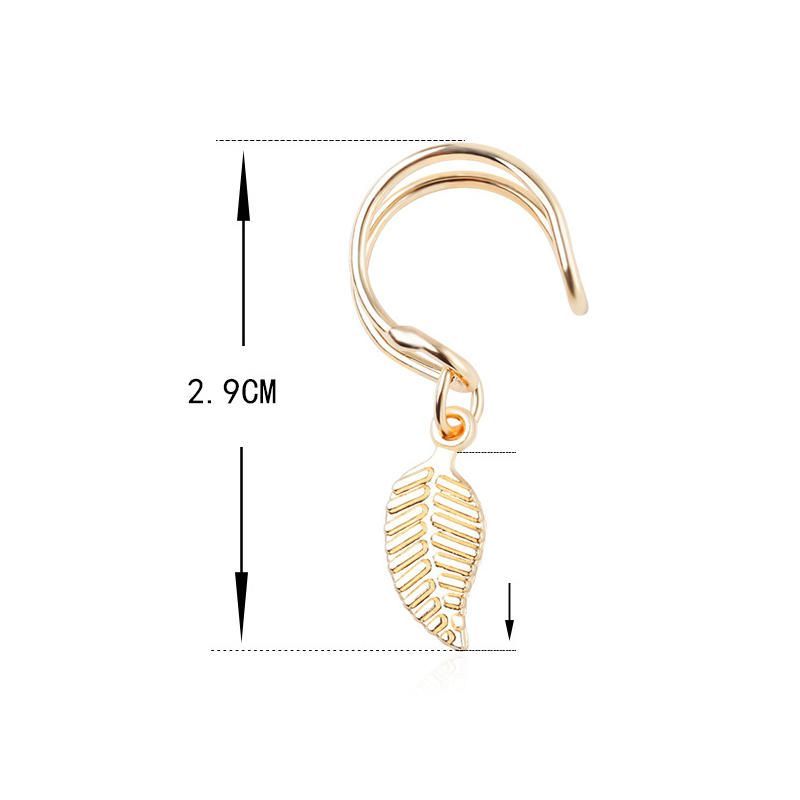 Clip D'oreille En Forme De U Pendentif Feuille Multicolore Boucle D'oreille Unique Boucle D'oreille Douce Pour Femme