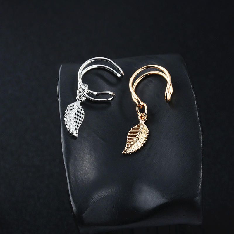 Clip D'oreille En Forme De U Pendentif Feuille Multicolore Boucle D'oreille Unique Boucle D'oreille Douce Pour Femme