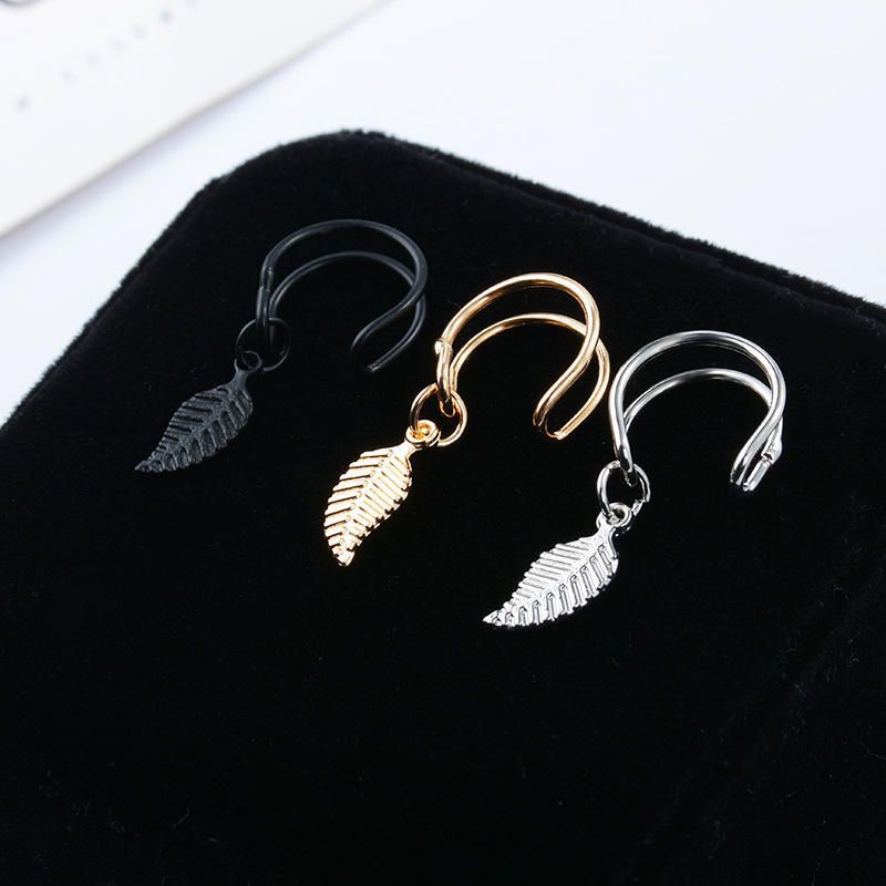 Clip D'oreille En Forme De U Pendentif Feuille Multicolore Boucle D'oreille Unique Boucle D'oreille Douce Pour Femme