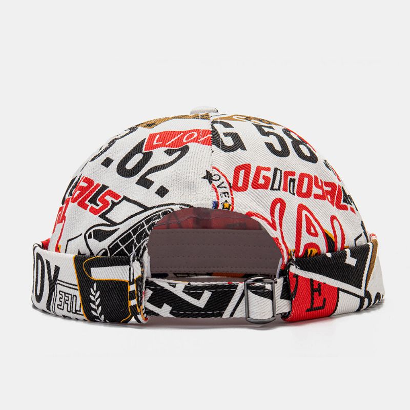 Collrown Hommes Coton Couleur Lettre Numéro Motif Mode Décontracté Sans Bord Bonnet Propriétaire Casquette Crâne Casquette