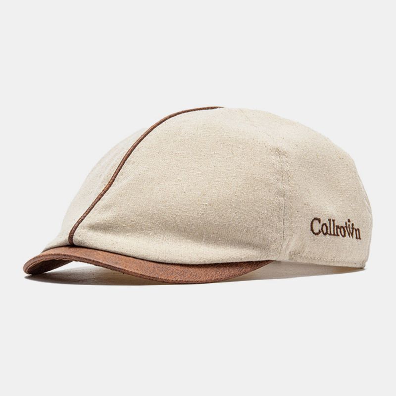 Collrown Hommes Coton Couleur Unie Lettre Brodée Casquette Avant Casquette Plate Béret Casquette