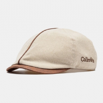 Collrown Hommes Coton Couleur Unie Lettre Brodée Casquette Avant Casquette Plate Béret Casquette