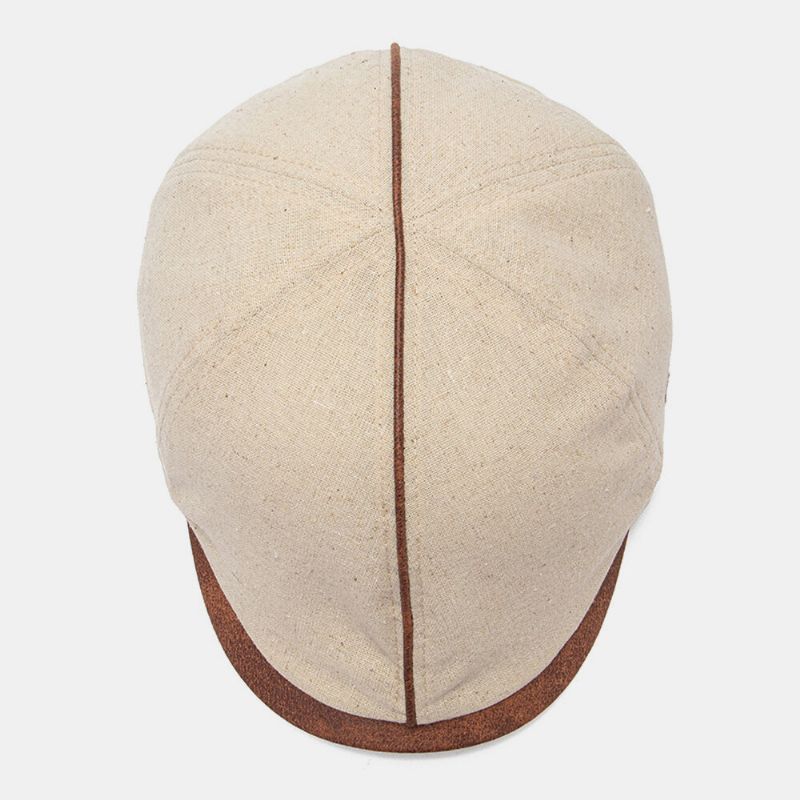 Collrown Hommes Coton Couleur Unie Lettre Brodée Casquette Avant Casquette Plate Béret Casquette