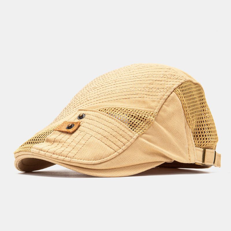 Collrown Hommes Coton Maille Respirant Décontracté Extérieur Pare-soleil Avant Chapeau Plat Chapeau Béret Casquette