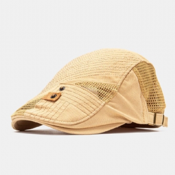 Collrown Hommes Coton Maille Respirant Décontracté Extérieur Pare-soleil Avant Chapeau Plat Chapeau Béret Casquette