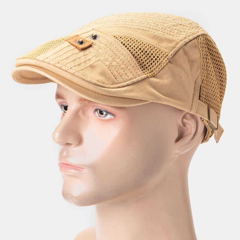 Collrown Hommes Coton Maille Respirant Décontracté Extérieur Pare-soleil Avant Chapeau Plat Chapeau Béret Casquette