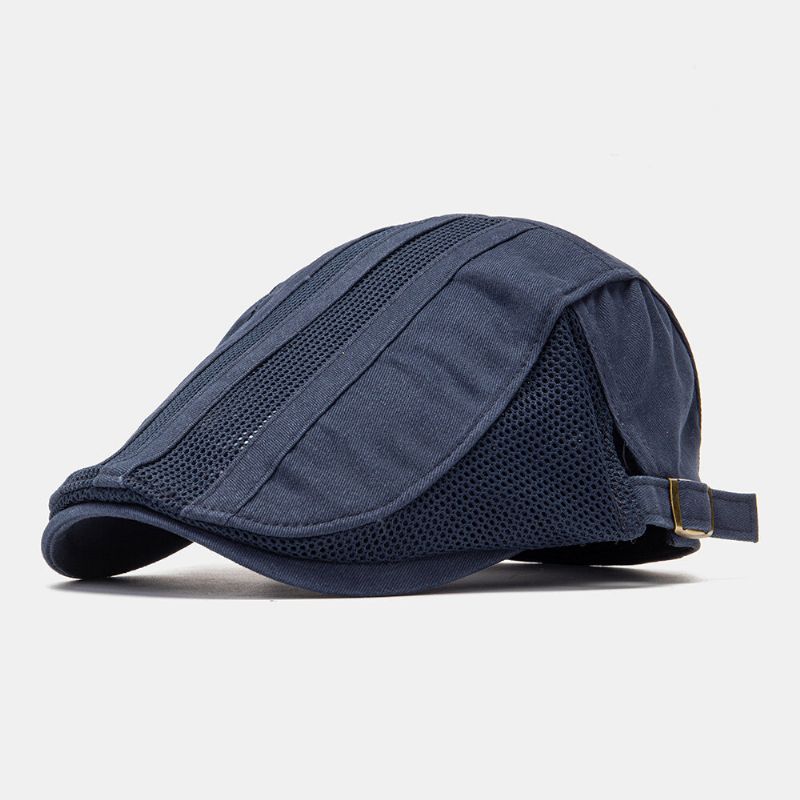 Collrown Hommes Couleur Unie Maille Respirant Décontracté Extérieur Parasol Avant Chapeau Plat Chapeau Réglable Béret Casquette