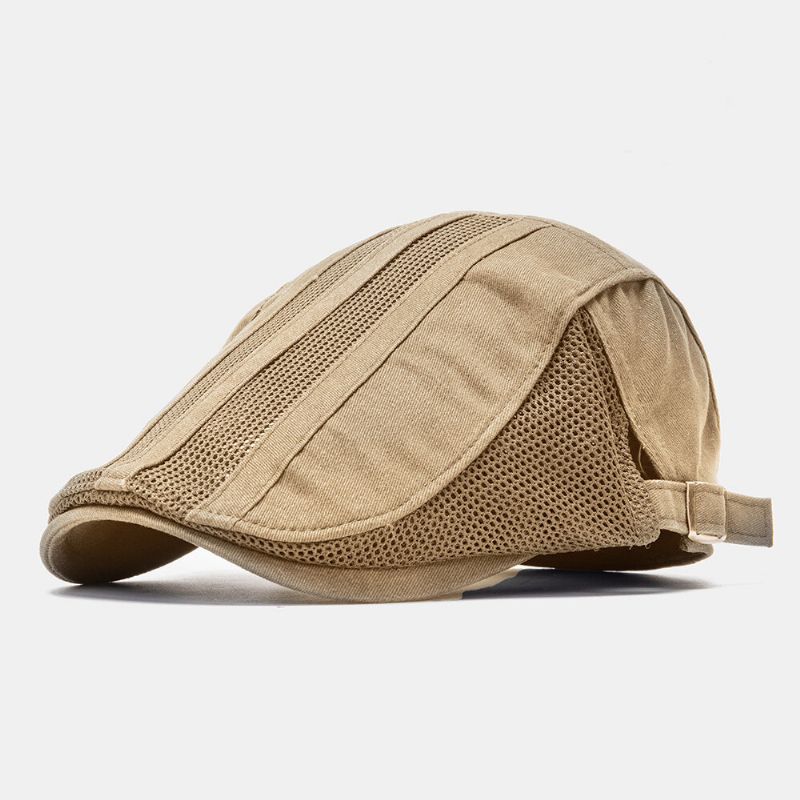 Collrown Hommes Couleur Unie Maille Respirant Décontracté Extérieur Parasol Avant Chapeau Plat Chapeau Réglable Béret Casquette