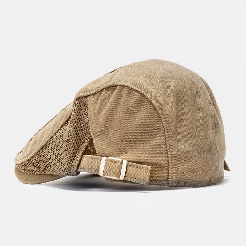 Collrown Hommes Couleur Unie Maille Respirant Décontracté Extérieur Parasol Avant Chapeau Plat Chapeau Réglable Béret Casquette