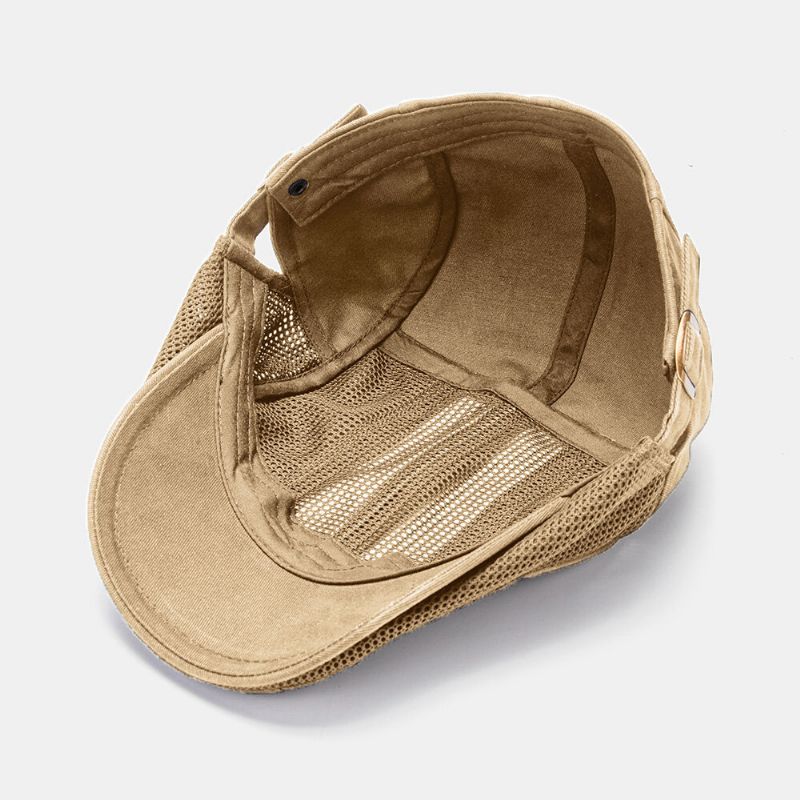 Collrown Hommes Couleur Unie Maille Respirant Décontracté Extérieur Parasol Avant Chapeau Plat Chapeau Réglable Béret Casquette