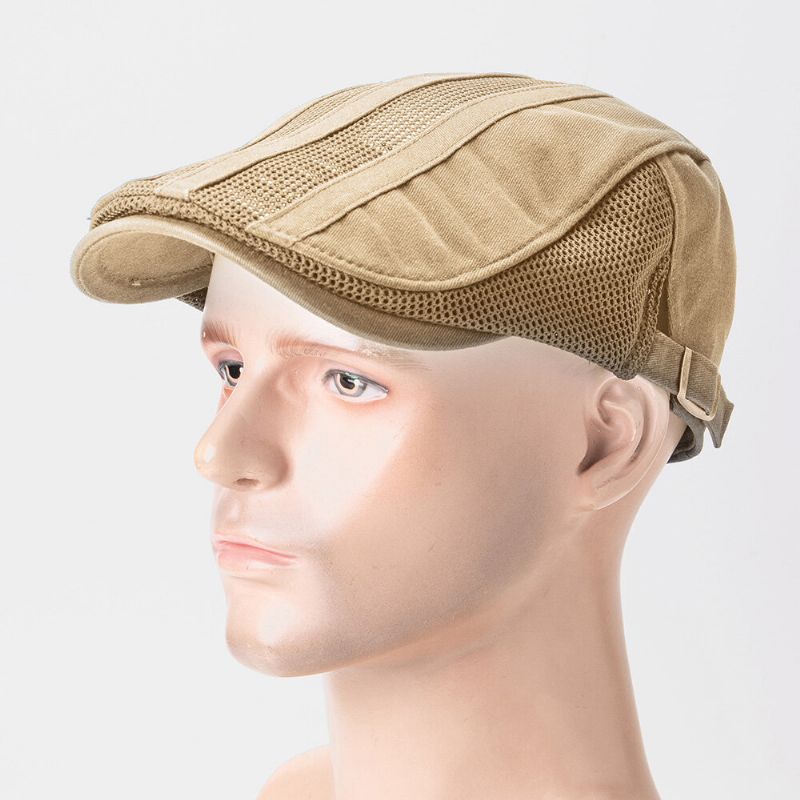 Collrown Hommes Couleur Unie Maille Respirant Décontracté Extérieur Parasol Avant Chapeau Plat Chapeau Réglable Béret Casquette