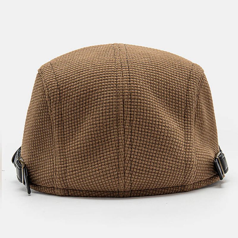 Collrown Hommes Cuir Étiquette Patch Béret Casquette Pu Tricoté Irrégulière Patchwork Réglable Casquette Plate