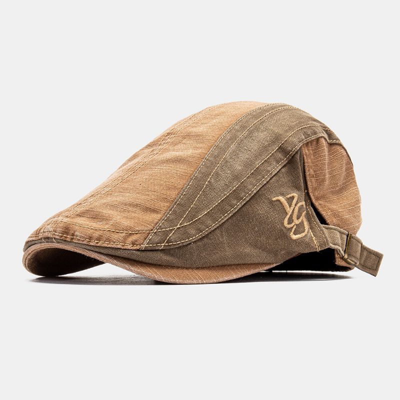 Collrown Hommes Patchwork Lettre Brodé Réglable Casual Casquette Avant Casquette Plate Béret Cap