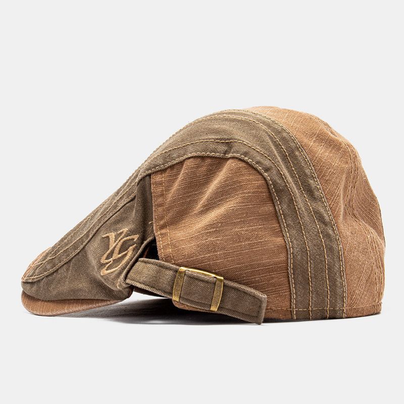 Collrown Hommes Patchwork Lettre Brodé Réglable Casual Casquette Avant Casquette Plate Béret Cap