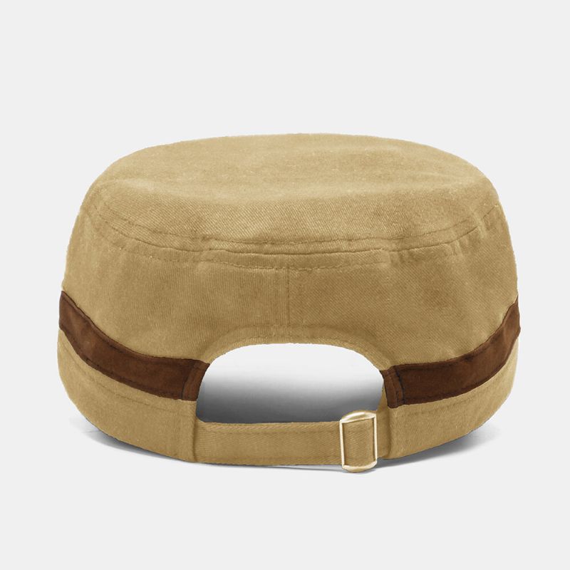 Collrown Hommes Rivet Chapeau Plat Ceinture Décorative Patchwork Réglable Décontracté Militaire Casquette À Visière Casquette Gavroche