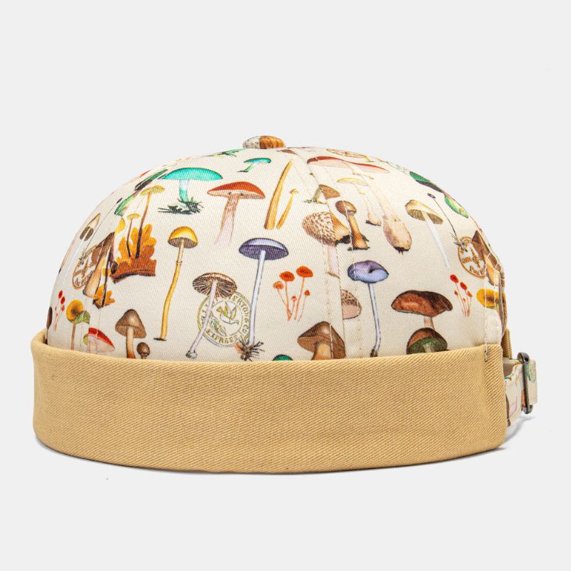 Collrown Unisexe Champignon Superposition Motif Personnalité De La Mode Pare-soleil Sans Bord Bonnet Propriétaire Casquette Crâne Casquette