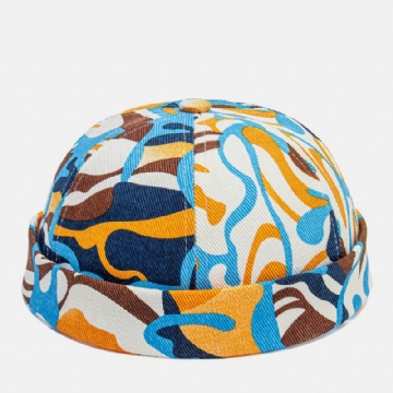 Collrown Unisexe Coton Coloré Graffiti Motif Impression Rétro Mode Parasol Sans Bord Bonnet Propriétaire Casquette Crâne Casquette