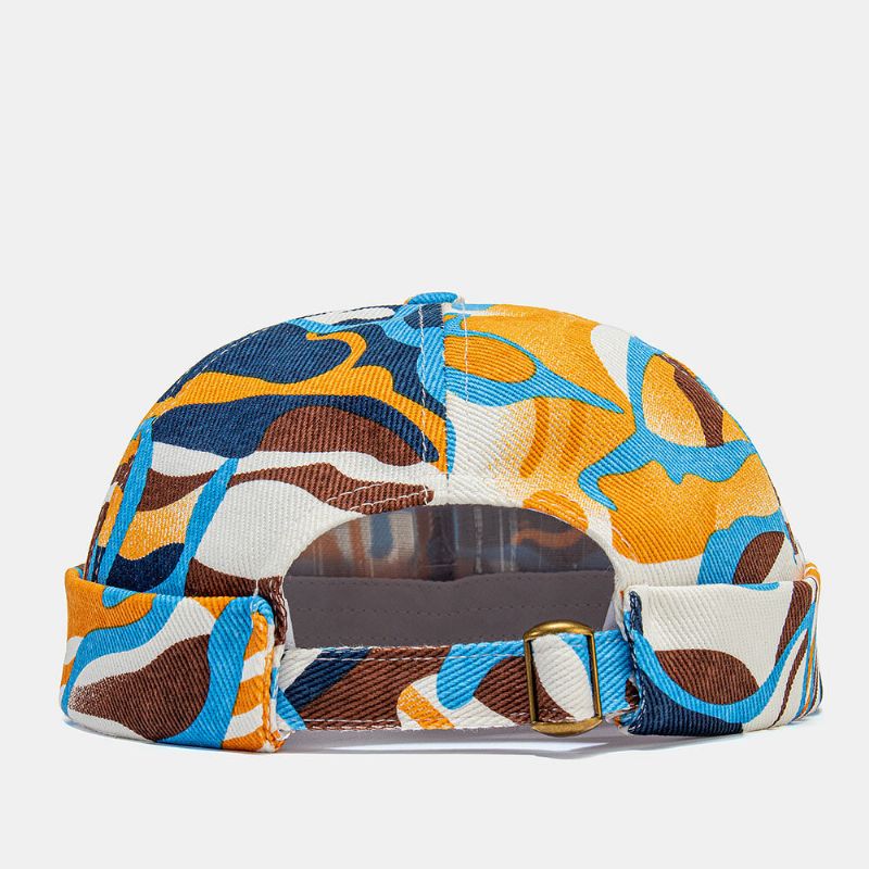 Collrown Unisexe Coton Coloré Graffiti Motif Impression Rétro Mode Parasol Sans Bord Bonnet Propriétaire Casquette Crâne Casquette