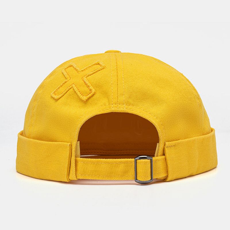 Collrown Unisexe Coton Couleur Unie Endommagé Patch Mode Sans Bord Bonnet Propriétaire Casquette Tête De Mort