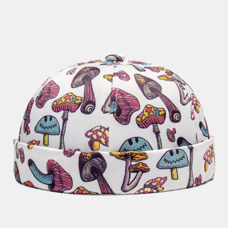 Collrown Unisexe Couleur Champignon Superposition Motif Mode Personnalité Sans Bord Bonnet Propriétaire Casquette Crâne Casquette