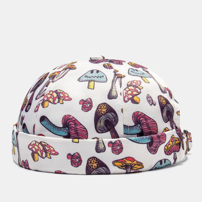 Collrown Unisexe Couleur Champignon Superposition Motif Mode Personnalité Sans Bord Bonnet Propriétaire Casquette Crâne Casquette