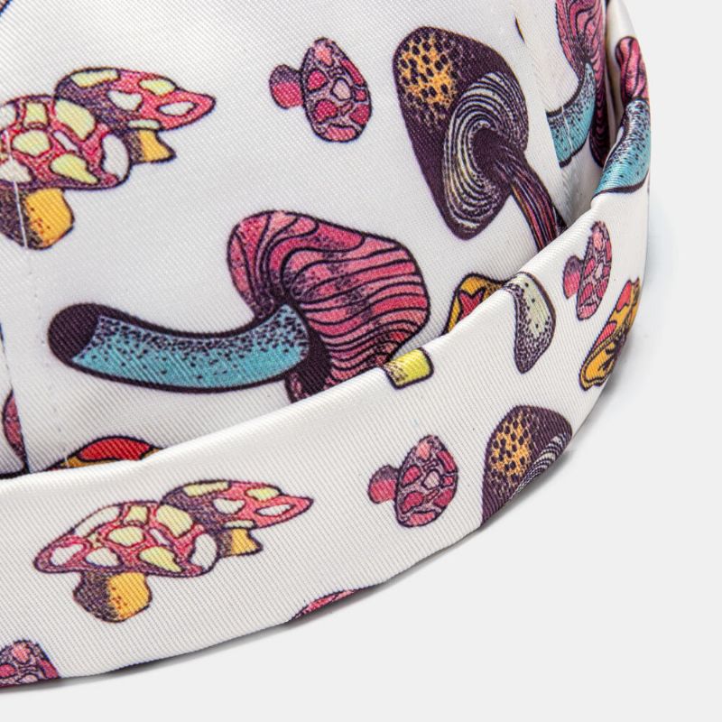 Collrown Unisexe Couleur Champignon Superposition Motif Mode Personnalité Sans Bord Bonnet Propriétaire Casquette Crâne Casquette