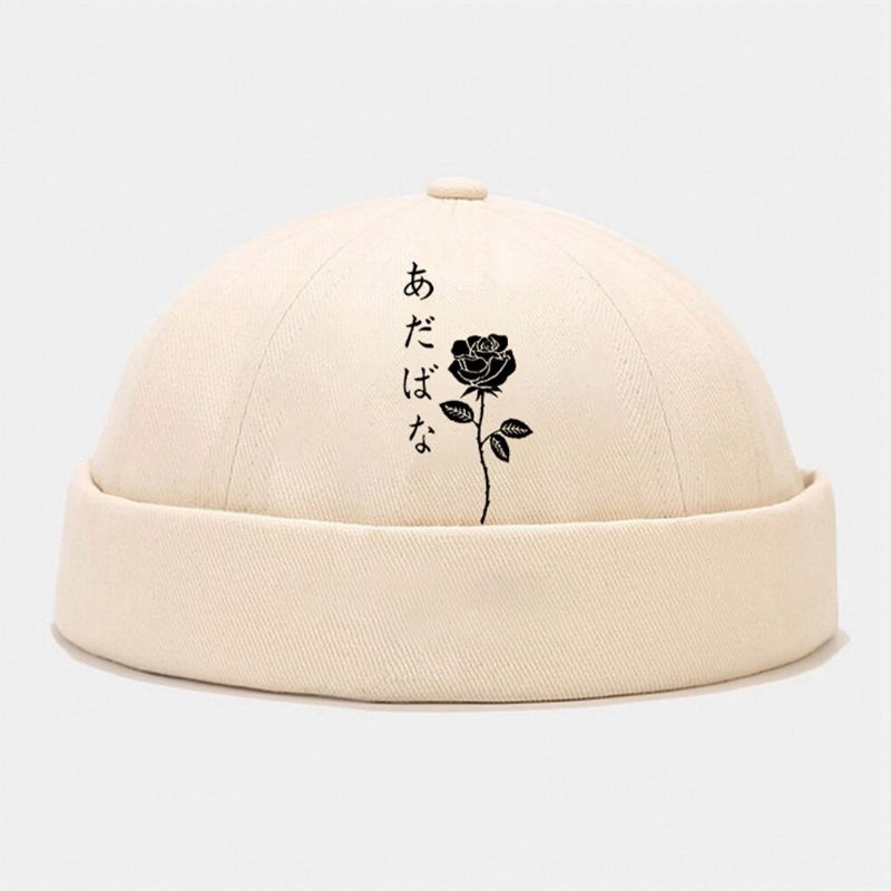 Collrown Unisexe Polyester Coton Rose Imprimé All-match Brimless Beanie Landlord Cap Skull Cap