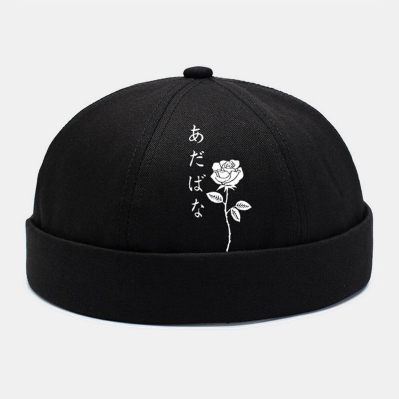 Collrown Unisexe Polyester Coton Rose Imprimé All-match Brimless Beanie Landlord Cap Skull Cap