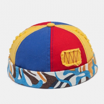 Collrown Unisexe Trou Cassé Couleur Couture Crâne Casquette Motif Graffiti Décontracté Réglable Sans Bord Bonnet Propriétaire Casquette