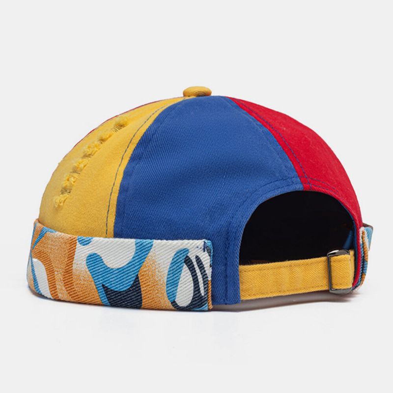 Collrown Unisexe Trou Cassé Couleur Couture Crâne Casquette Motif Graffiti Décontracté Réglable Sans Bord Bonnet Propriétaire Casquette