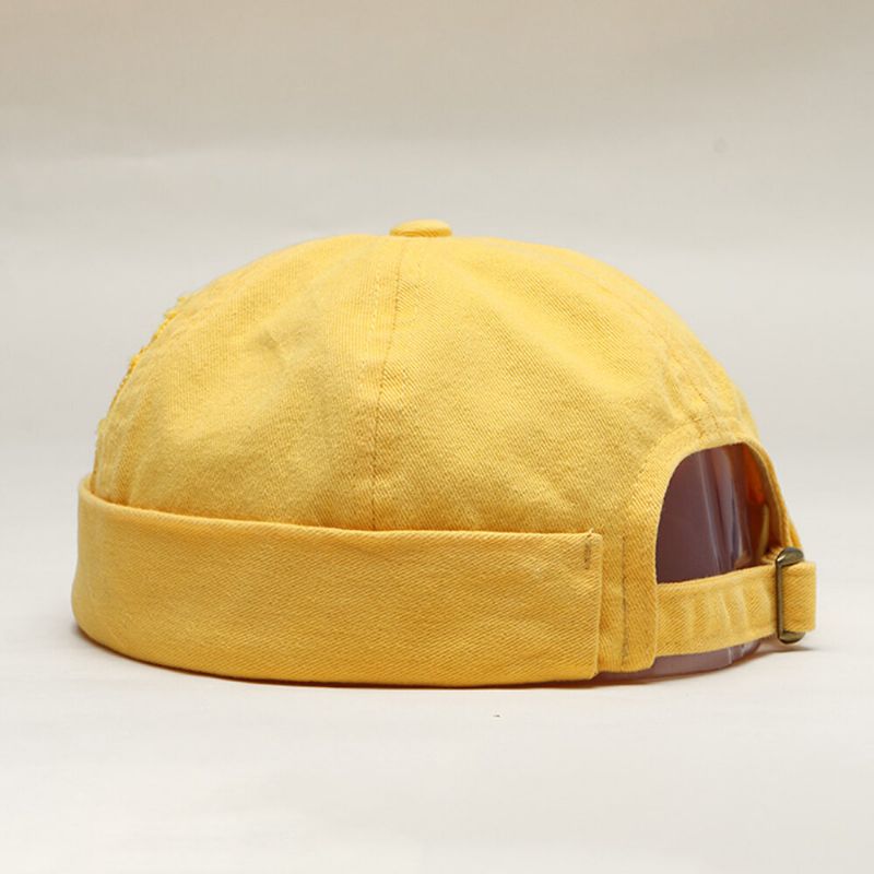 Collrown Unisexe Trou Cassé Crâne Casquette Lettre Motif Réglable Pare-soleil Sans Bord Bonnet Propriétaire Casquette