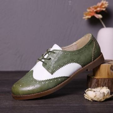 Color Block Lace Up Casual Femmes Brogue Flats Chaussures