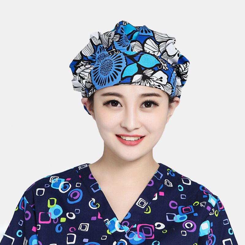 Coton Imprimé Fluffy Cap Chirurgical Cap Scrub Caps Textile Dust Cap