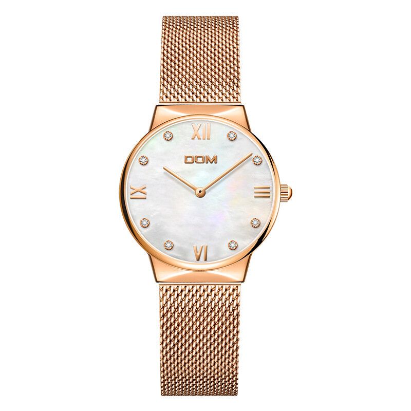 Crystal Shell Surface Mesdames Montre-bracelet Bracelet En Acier Inoxydable Montre À Quartz