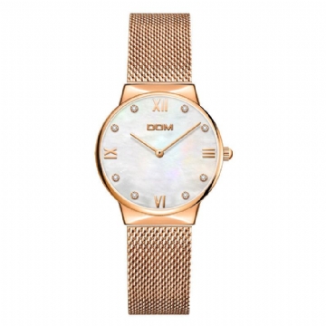 Crystal Shell Surface Mesdames Montre-bracelet Bracelet En Acier Inoxydable Montre À Quartz