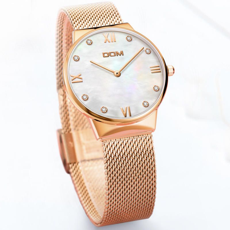 Crystal Shell Surface Mesdames Montre-bracelet Bracelet En Acier Inoxydable Montre À Quartz