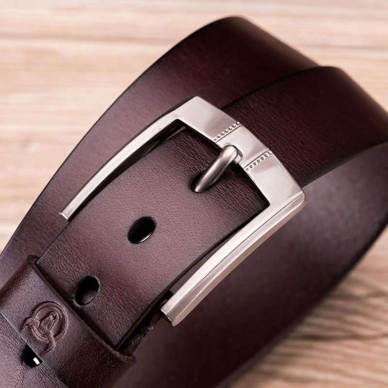 Cuir Véritable Pommade Cuir Affaires Décontracté Boucle Ardillon Ceinture Ceinture En Cuir Pour Hommes