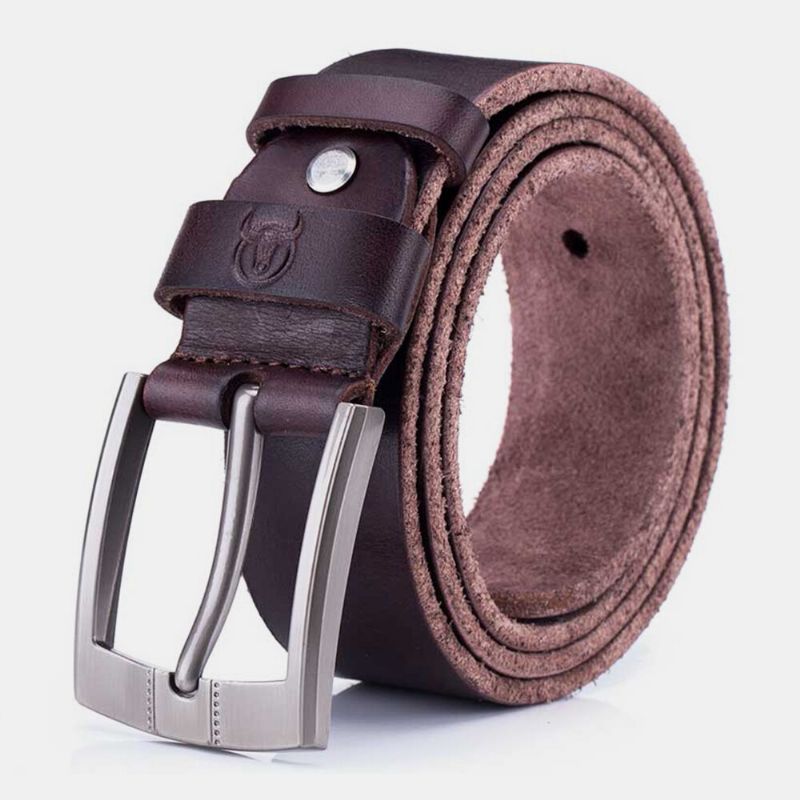 Cuir Véritable Pommade Cuir Affaires Décontracté Boucle Ardillon Ceinture Ceinture En Cuir Pour Hommes