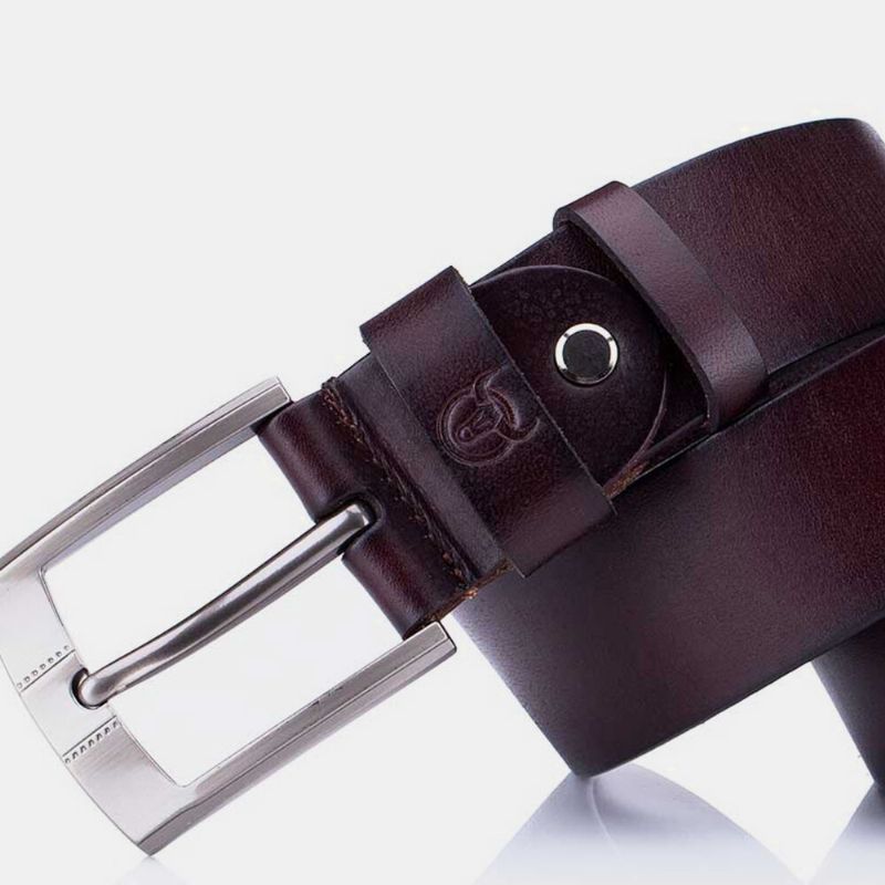 Cuir Véritable Pommade Cuir Affaires Décontracté Boucle Ardillon Ceinture Ceinture En Cuir Pour Hommes