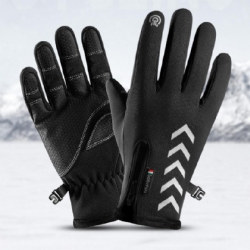 Cyclisme Gants Chauds Saison Sports De Plein Air Imperméables Anti-dérapant Écran Tactile À Cinq Doigts Nuit Conduite Highlight Gants Réfléchissants