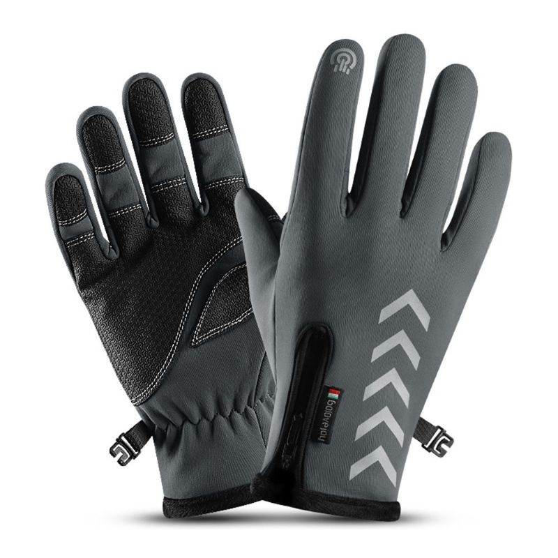 Cyclisme Gants Chauds Saison Sports De Plein Air Imperméables Anti-dérapant Écran Tactile À Cinq Doigts Nuit Conduite Highlight Gants Réfléchissants