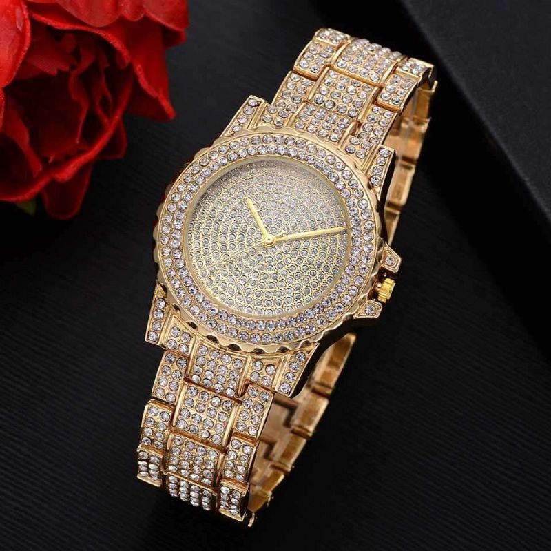 Deffrun 4 Pcs Femmes Montre Ensemble Complet Diamant Montre Ronde Perle Bracelet Boucles D'oreilles Collier Cadeau Kit