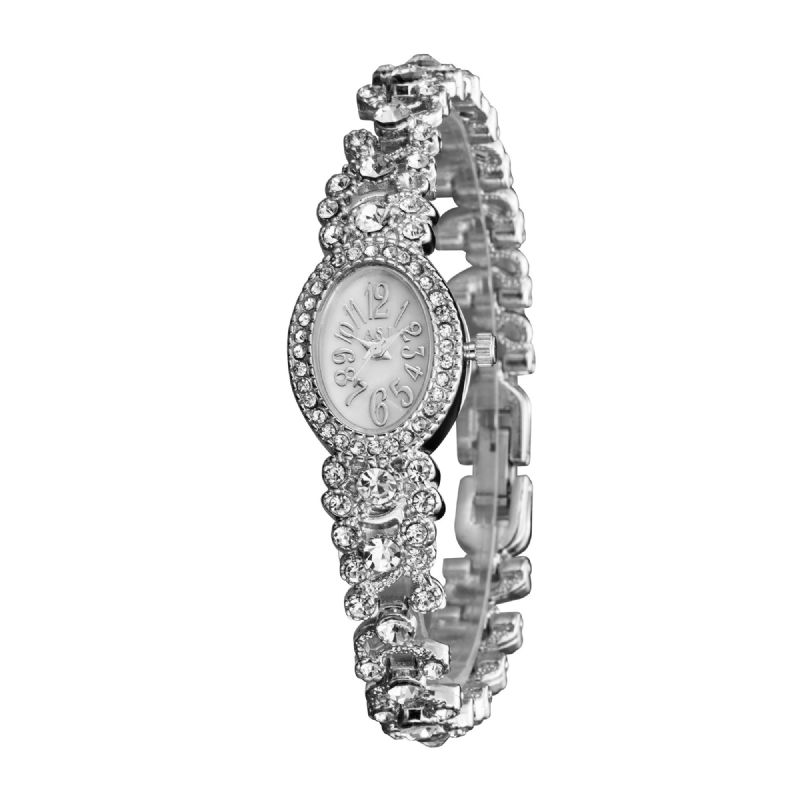 Deffrun Luxe Délicat Avec Diamants Cadran Ovale Femmes Étanche Bracelet En Acier Inoxydable Montre À Quartz