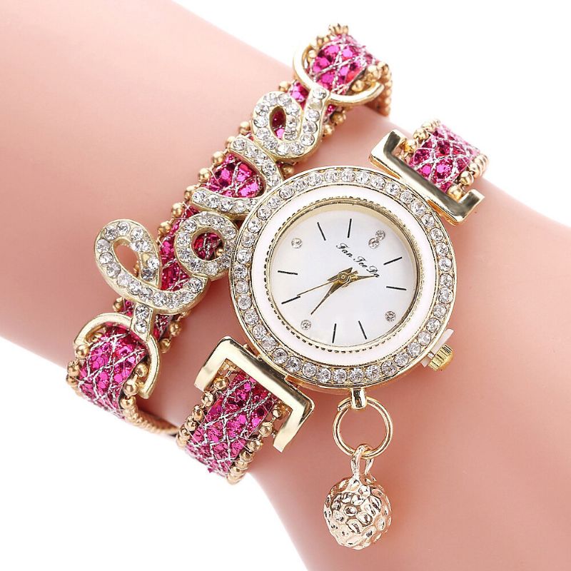 Deffrun Pendentif Femmes Bracelet Montre Cristal De Mode Style Plein Alliage Quartz Montre