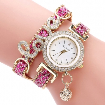 Deffrun Pendentif Femmes Bracelet Montre Cristal De Mode Style Plein Alliage Quartz Montre