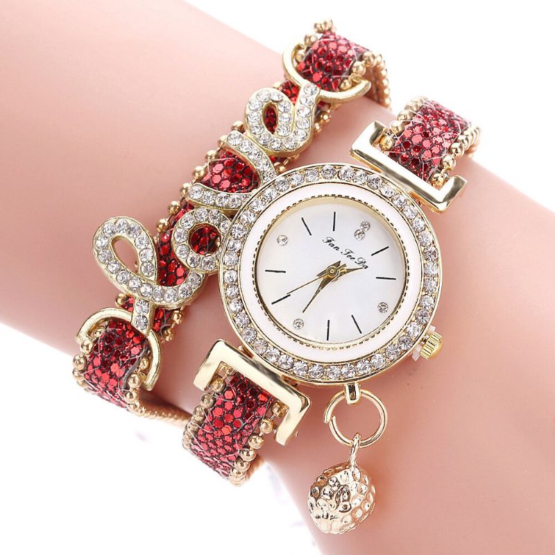 Deffrun Pendentif Femmes Bracelet Montre Cristal De Mode Style Plein Alliage Quartz Montre