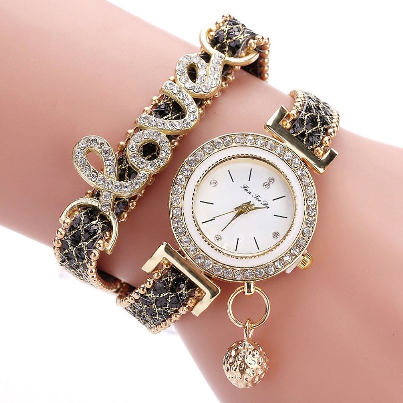 Deffrun Pendentif Femmes Bracelet Montre Cristal De Mode Style Plein Alliage Quartz Montre